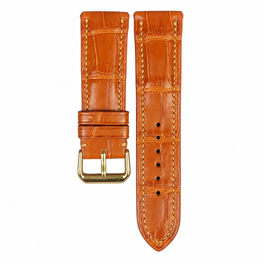 Orange Alligator Leather Watch Strap: Custom Handmade Band