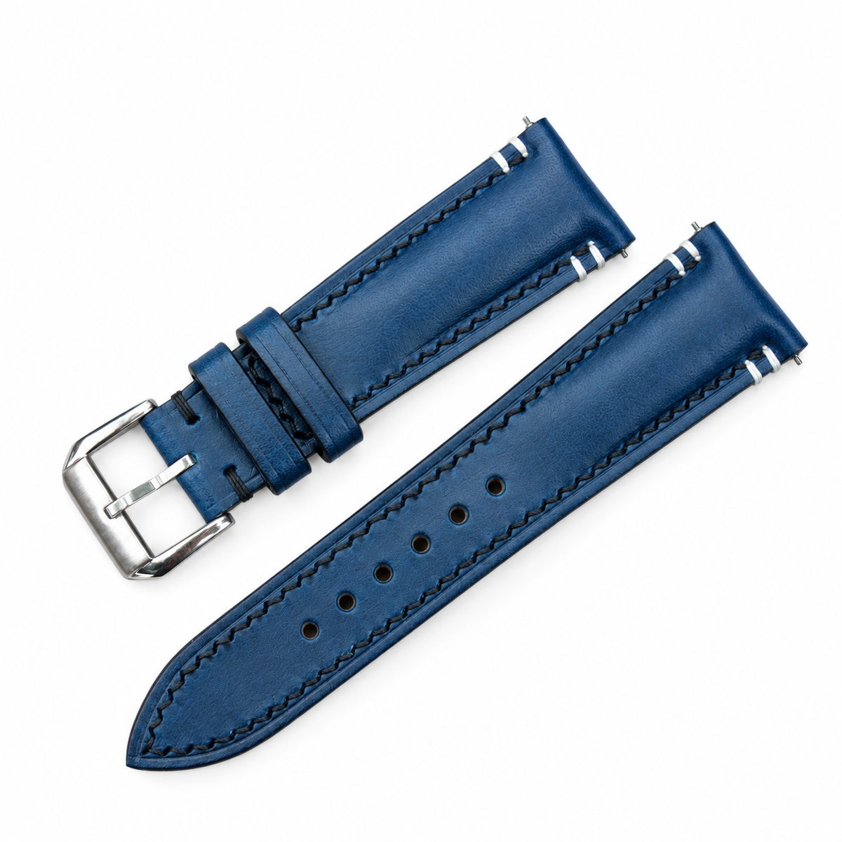 Handmade Buttero Leather Watch Strap: Navy Blue Custom Band