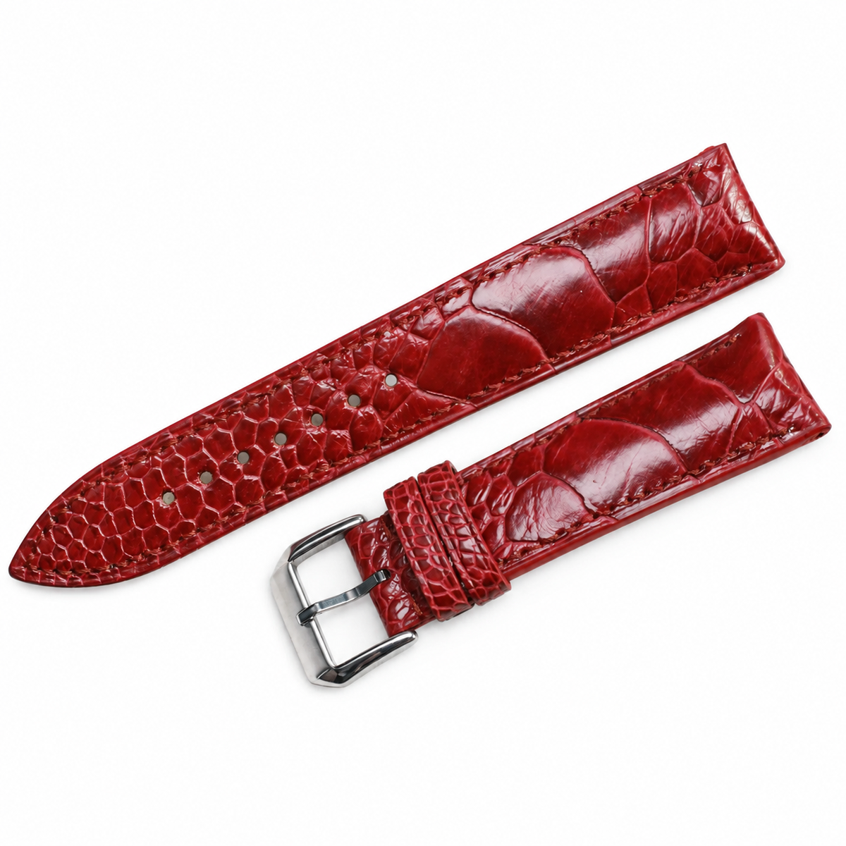 Handmade Red Ostrich Leather Watch Strap: Custom Handmade Band
