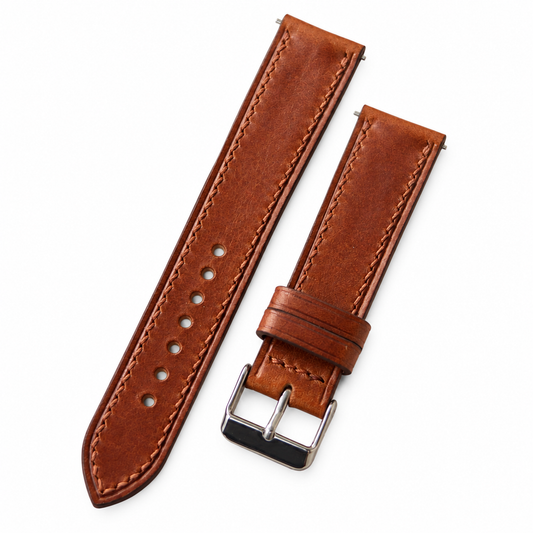 Medium Brown Buttero Leather Watch Strap: Whiskey Wheat Custom