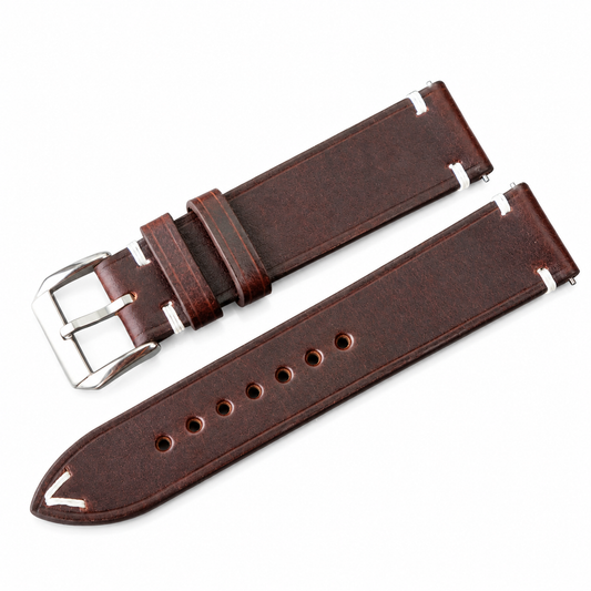 Chocolate Calfskin Leather Watch Strap: Custom Handmade Band