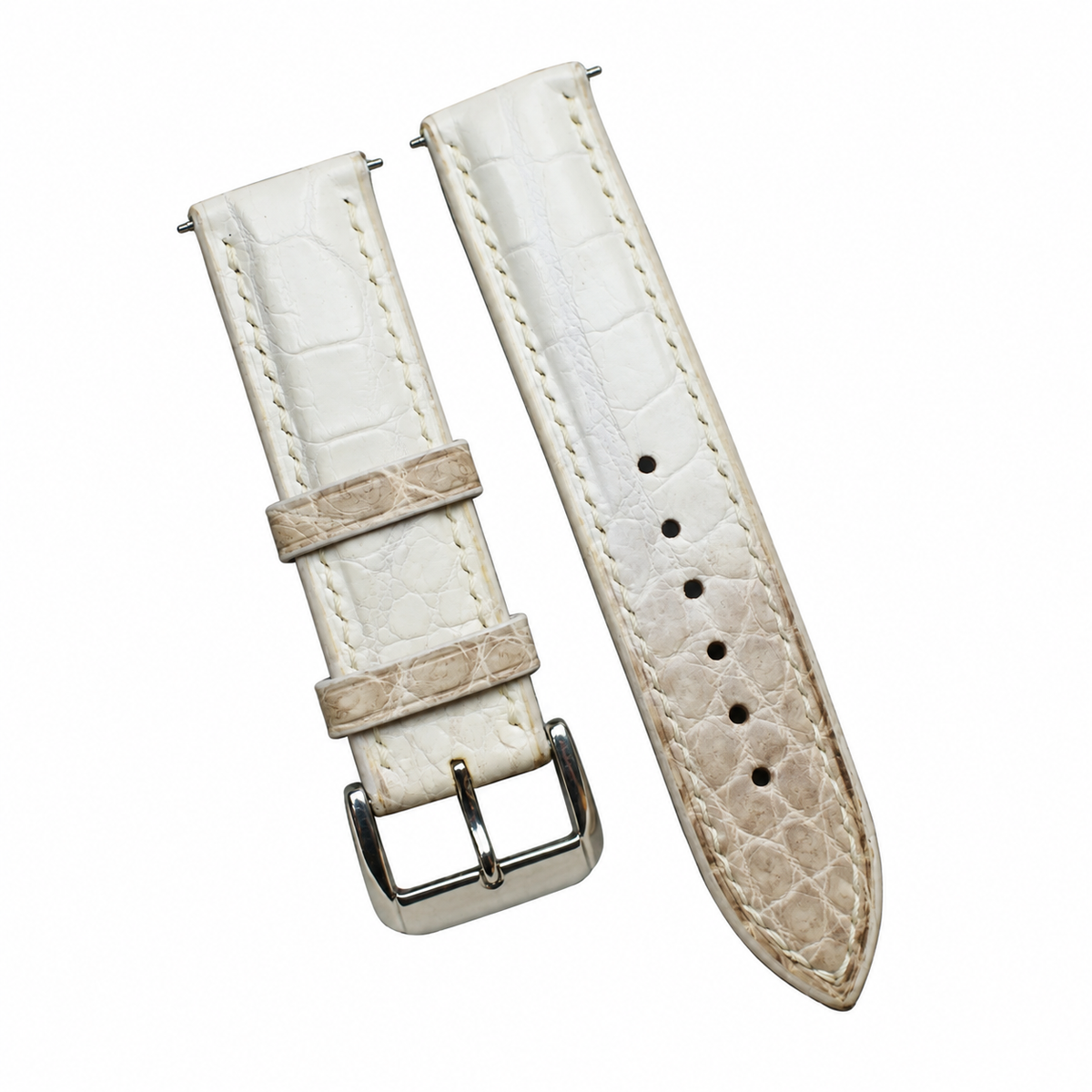 White Himalayan Alligator Leather Watch Strap: Luxury Custom Band