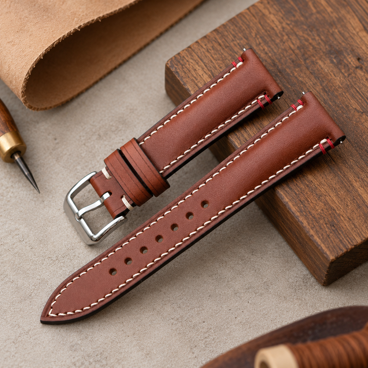 Classic Brown Buttero Leather Watch Strap