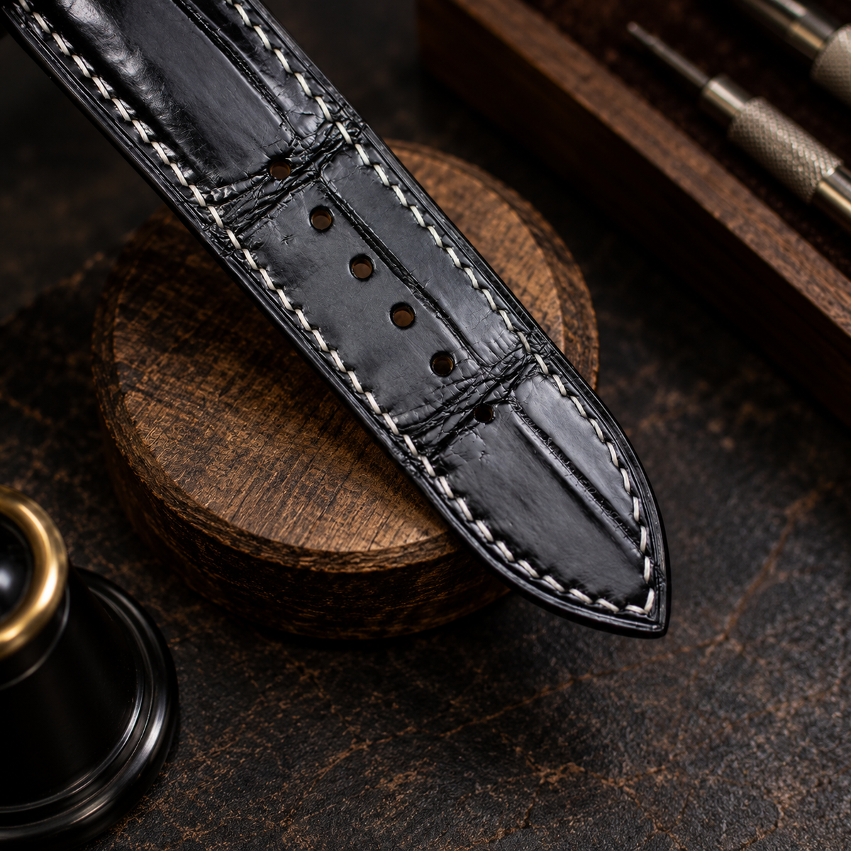 Black Alligator Leather Watch Strap: Luxury Custom Band