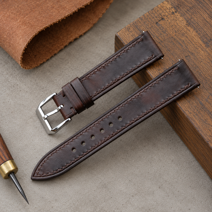 Museum Calf Leather Watch Strap: Custom Handmade Band