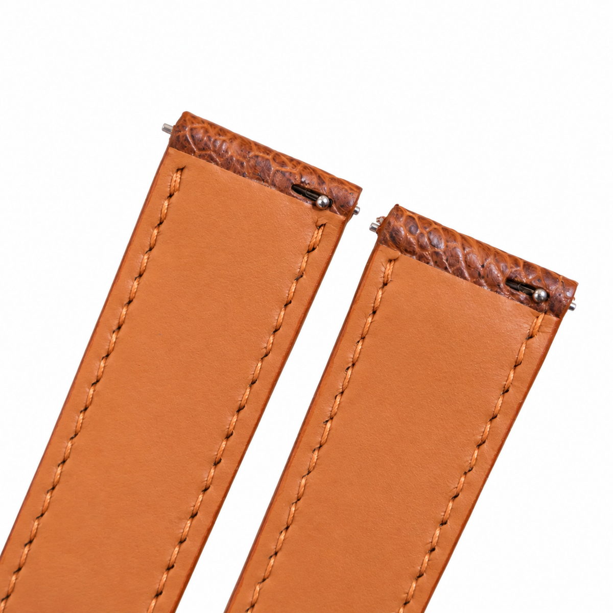Light Brown Ostrich Leg Leather Watch Strap: Custom Handmade Band