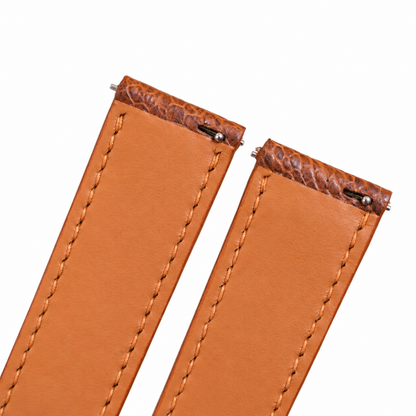 Light Brown Ostrich Leg Leather Watch Strap: Custom Handmade Band