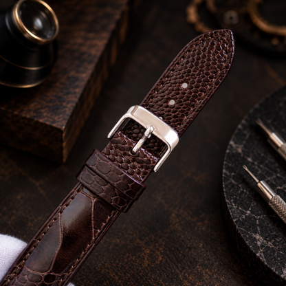 Dark Brown Ostrich Leg Leather Watch Strap: Custom Handmade Band