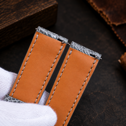 Gray Ostrich Leg Leather Watch Strap: Custom Handmade Band