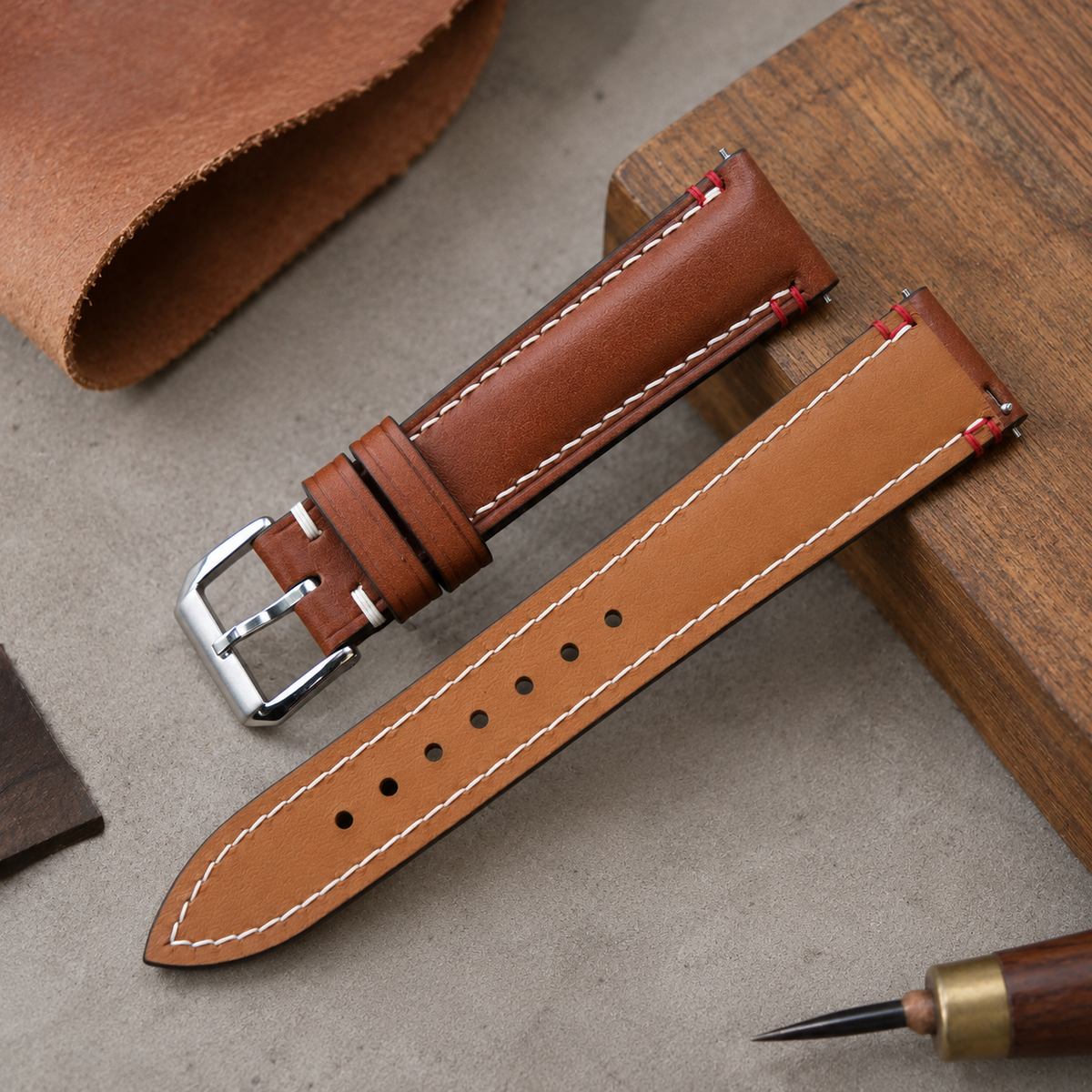 Classic Brown Buttero Leather Watch Strap