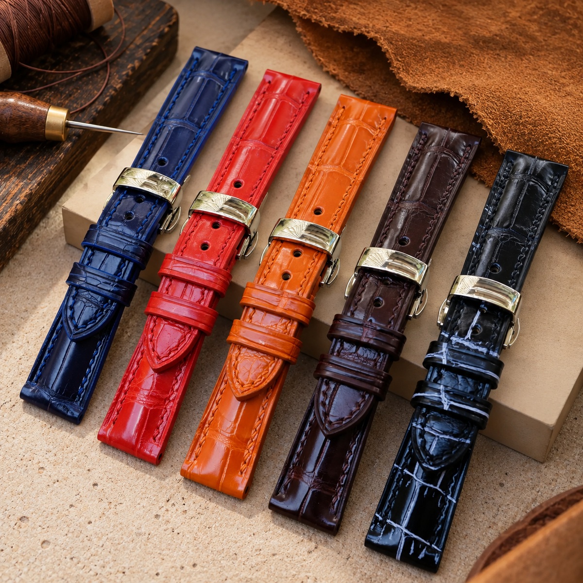 Blue Alligator Leather Watch Strap: Luxury Custom Band