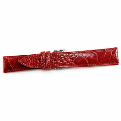 Handmade Red Ostrich Leather Watch Strap: Custom Handmade Band