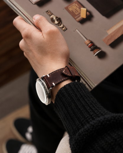 Chocolate Calfskin Leather Watch Strap: Custom Handmade Band