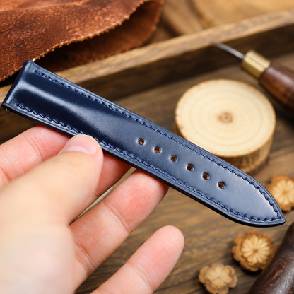 Navy Shell Cordovan Dark Blue Leather Watch Strap