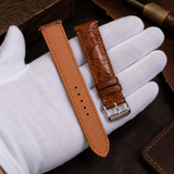 Light Brown Ostrich Leg Leather Watch Strap: Custom Handmade Band