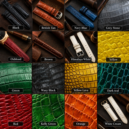 White Himalayan Alligator Leather Watch Strap: Luxury Custom Band