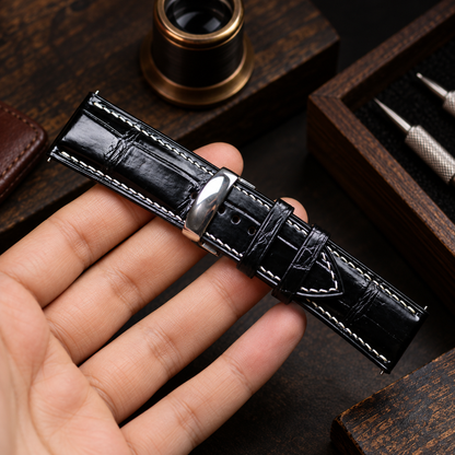 Black Alligator Leather Watch Strap: Luxury Custom Band