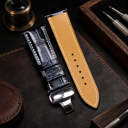 Black Alligator Leather Watch Strap: Luxury Custom Band